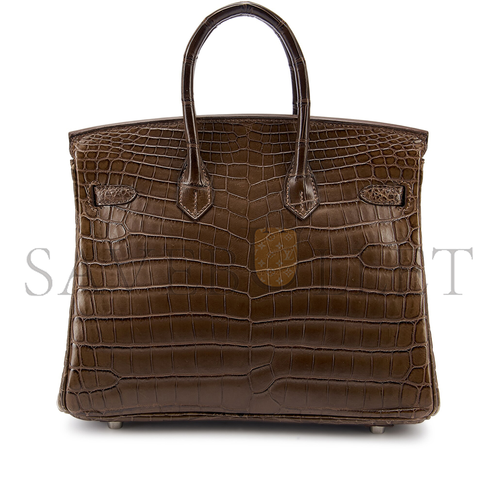H**mes master birkin 25 crocodile leather elephant grey silver buckle h041354ck63 (25*20*13cm)